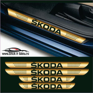 Set Protectie Praguri Skoda-Model 6 – Stickere Auto din Folie Autocolantă  | Rezistent Apă + UV