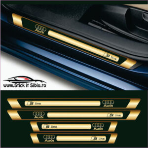 Set Protectie Praguri Audi S line Model 2 – Stickere Auto din Folie Autocolantă  | Rezistent Apă + UV