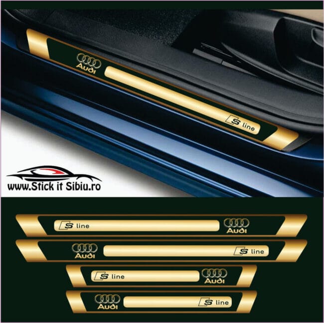 Set Protectie Praguri Audi S line Model 2 – Stickere Auto din Folie Autocolantă  | Rezistent Apă + UV