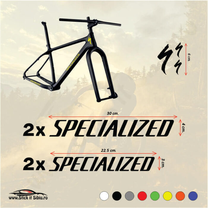 Set Stickere Specialized-Model 1 - Stickere Bicicleta- Auto-moto-camuflaje-stickere off road - brelocuri - odorizante -stickere printate-laminat-taiat pe contur- www.stickitsibiu.ro