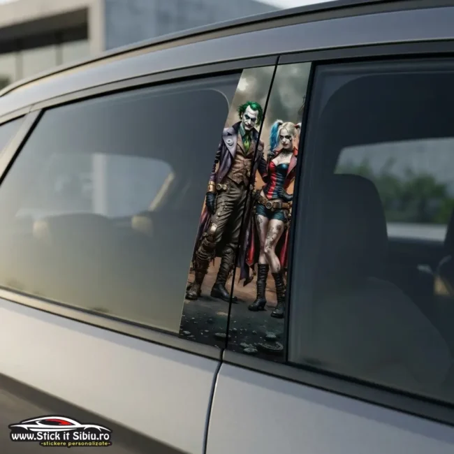 SET COMPLET stickere Stalpi Usi - Harley & Joker: Partners in Crime | Rezistent Apă + UV