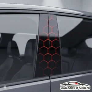 SET COMPLET stickere Stalpi Usi - Holo Hex - Red | Rezistent Apă + UV