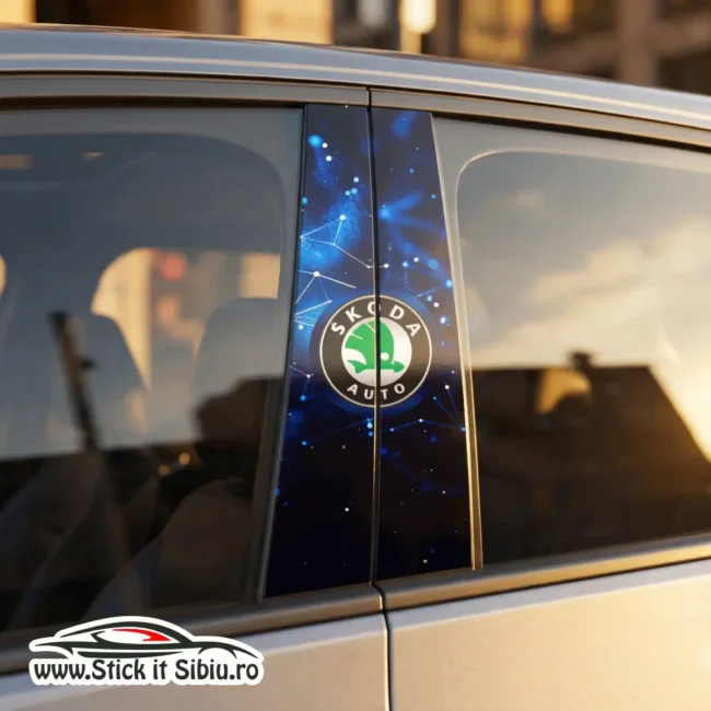 SET COMPLET stickere Stalpi Usi - CORELINK SKODA | Rezistent Apă + UV