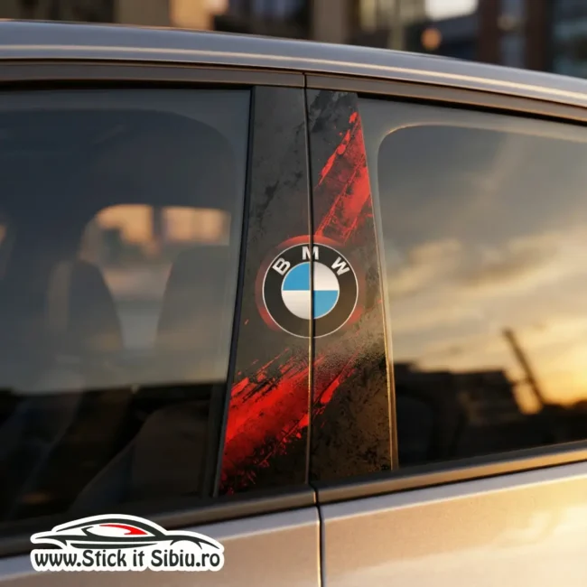 27 SET COMPLET stickere Stalpi Usi - RAWMARK BMW | Rezistent Apă + UV