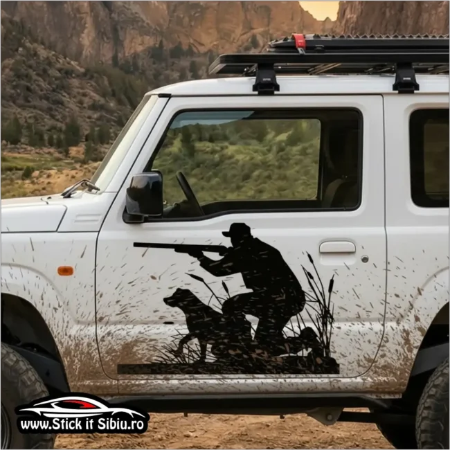 Autocolant Off-Road Hunting Team – Parteneri de Vânătoare | Rezistent Noroi - Stickere Auto