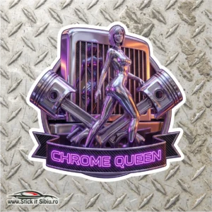 Autocolant Tuning Chrome Queen – Engine Art | Efect Metalic Vizual
