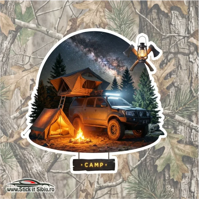 Autocolant Camping – Roof Top Tent | Rezistent Apă + UV