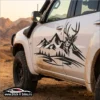 Sticker Off-Road 4x4 cu Munți și Cerb - SET Stickere - Ambele Parti | Rezistent Apă + UV