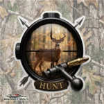 Sticker Auto Sniper Hunt – Deer Season | Rezistent Apă | Printat + Laminat + decupat pe contur