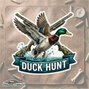 Sticker Vânătoare Duck Hunt – Flying Mallard | Rezistent Apă | Printat + Laminat + decupat pe contur