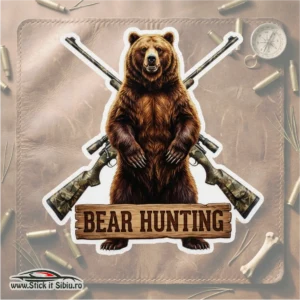 Sticker Decorativ Urs – Predator Forest | Rezistent Apă | Rezistent Apă | Printat + Laminat + decupat pe contur