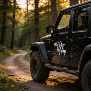 Sticker Jeep Pickup Activare Mod Bestie montat pe masina - StickIt
